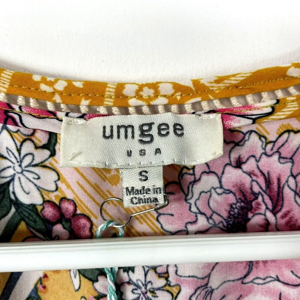 Umgee Womens Romper Size Small Floral Yellow V-Neck Short Sleeve - Picture 6 of 7